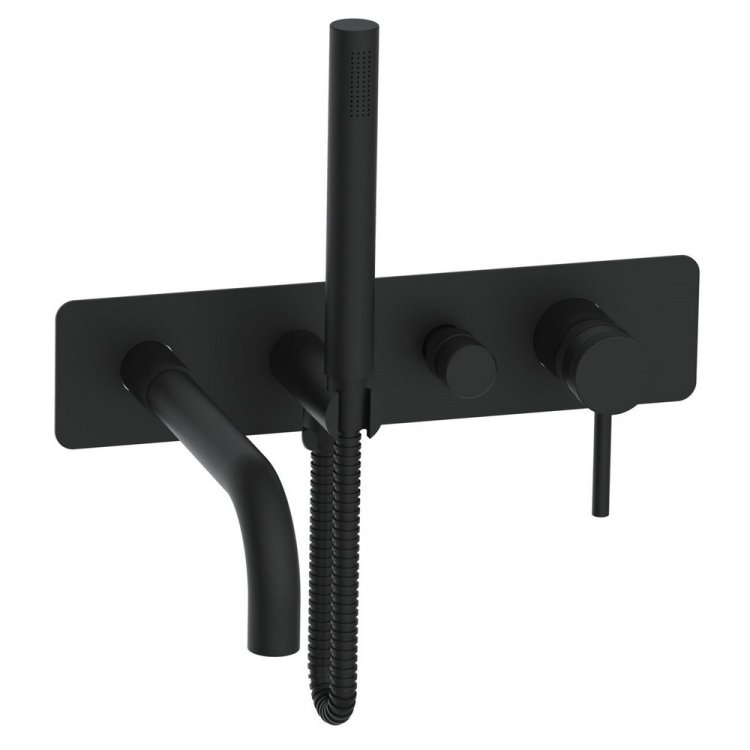 Scudo Core Matt Black Wall Mounted Bath and Shower Mixer NU-150