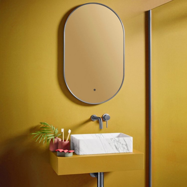 Scudo Aubrey 500 x 800mm Gunmetal Oval LED Mirror MIRROR013 