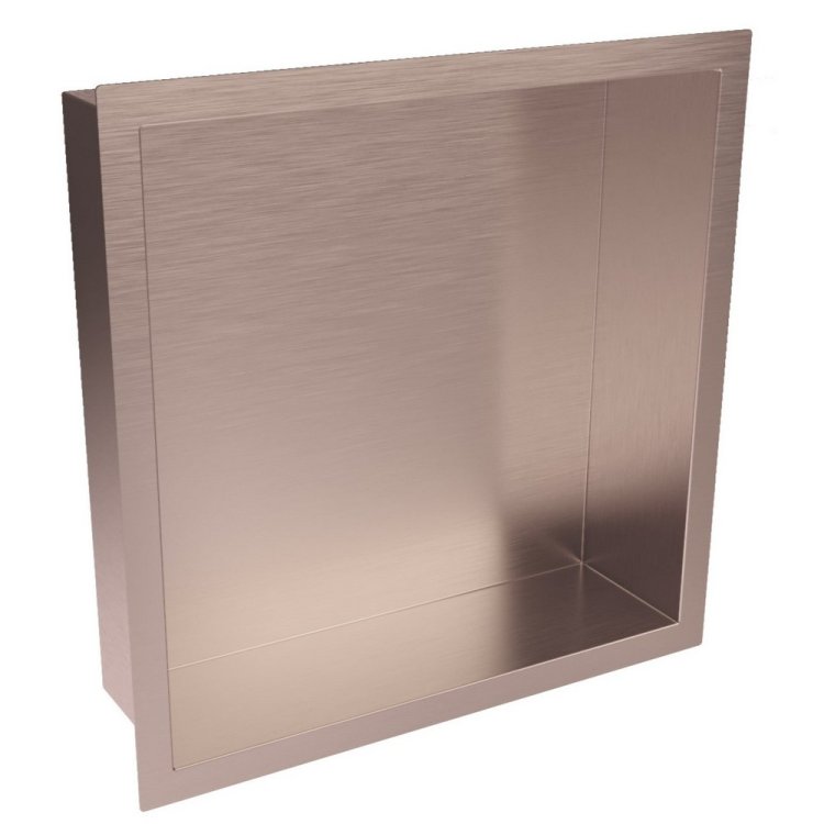 Scudo 300 x 300mm Brushed Bronze Inset Shower Niche SN-3X3-BBRONZE