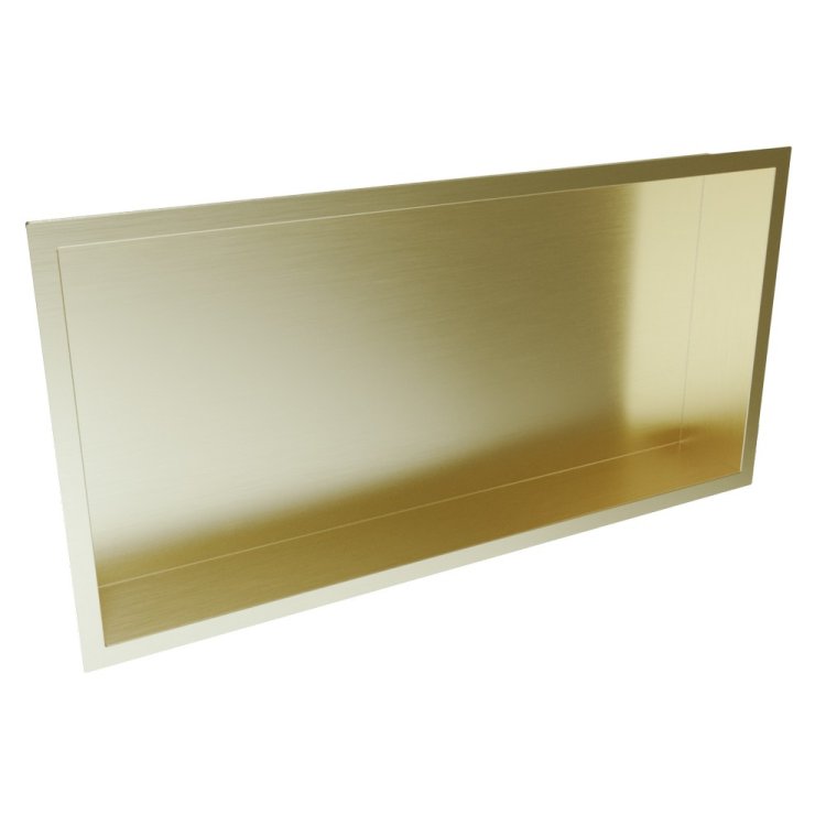 Scudo 600 x 300mm Brushed Brass Inset Shower Niche SN-6X3-BBRASS