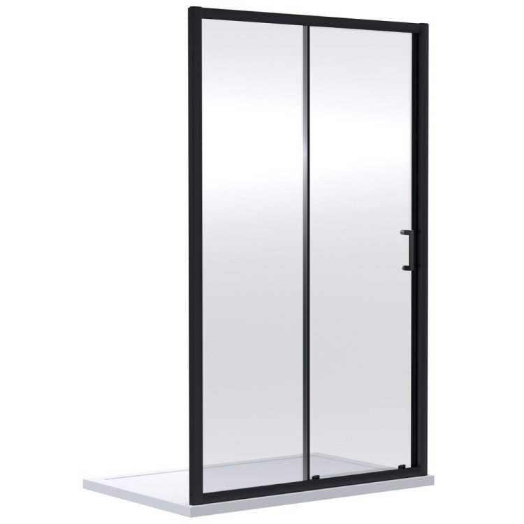 Nuie Rene 1100mm Black Framed Single Sliding Shower Door