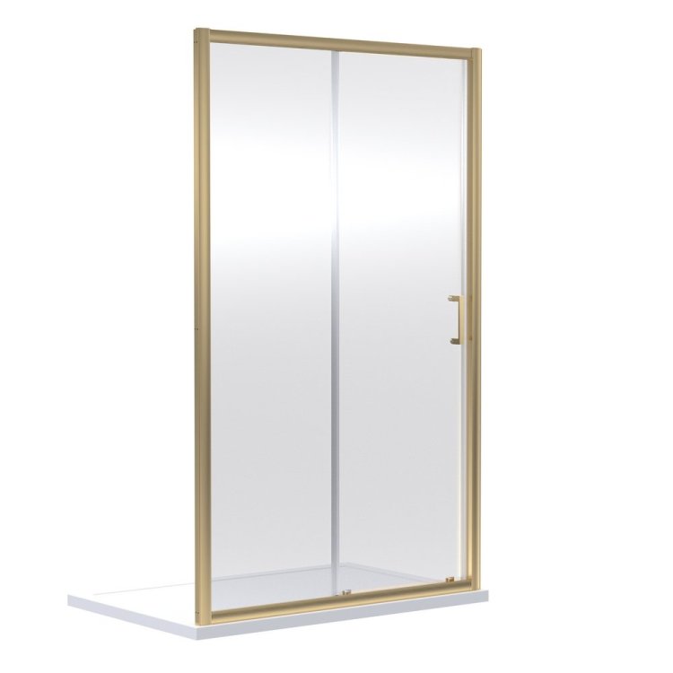 Nuie Rene 1100mm Brushed Brass Framed Single Sliding Shower Door