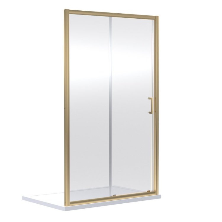 Nuie Rene 1700mm Brushed Brass Framed Single Sliding Shower Door