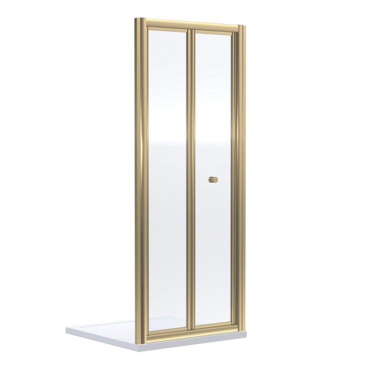 Nuie Rene 700mm Brushed Brass Framed Bifold Shower Door