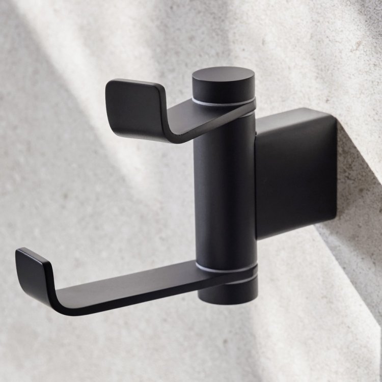 Miller Miami Matt Black Swivel Double Robe Hook