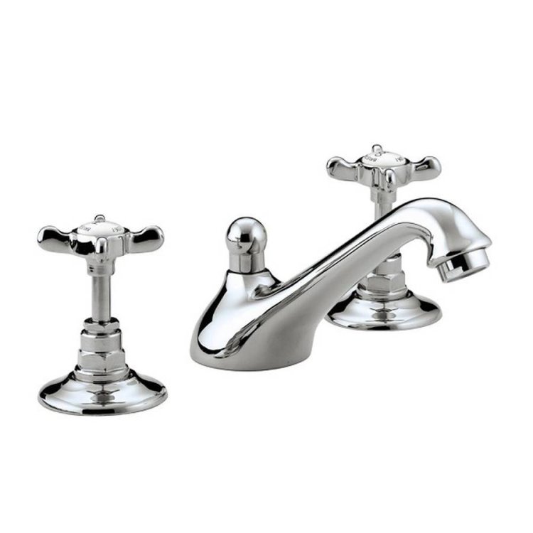 Bristan 1901 Chrome Three Hole Basin Mixer with Pop-Up Waste