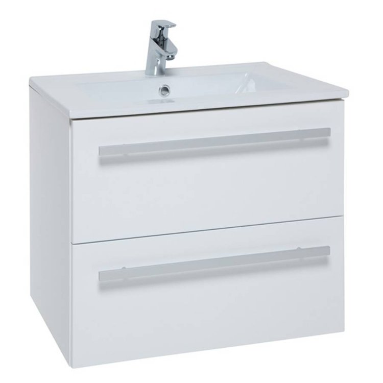 Kartell Purity 600mm Wall Mounted 2 Drawer White Vanity Unit & Ceramic Basin