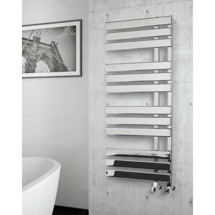 Kartell Oregon Chrome Flat Panel Designer Towel Rail 1180 x 500mm