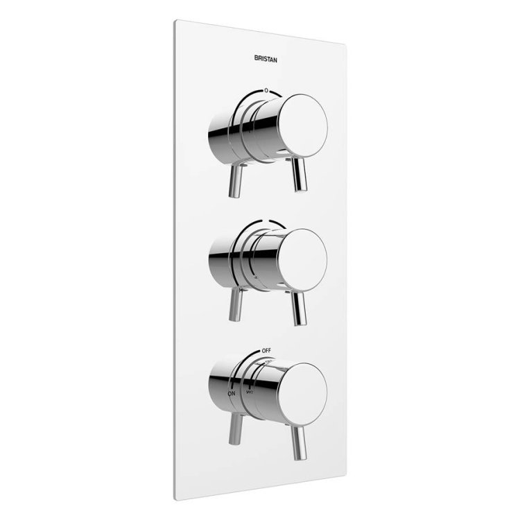 WS-Bristan Prism Thermostatic Recessed Triple Control Shower Valve with Integral Two Outlet Diverter and Stopcock-1