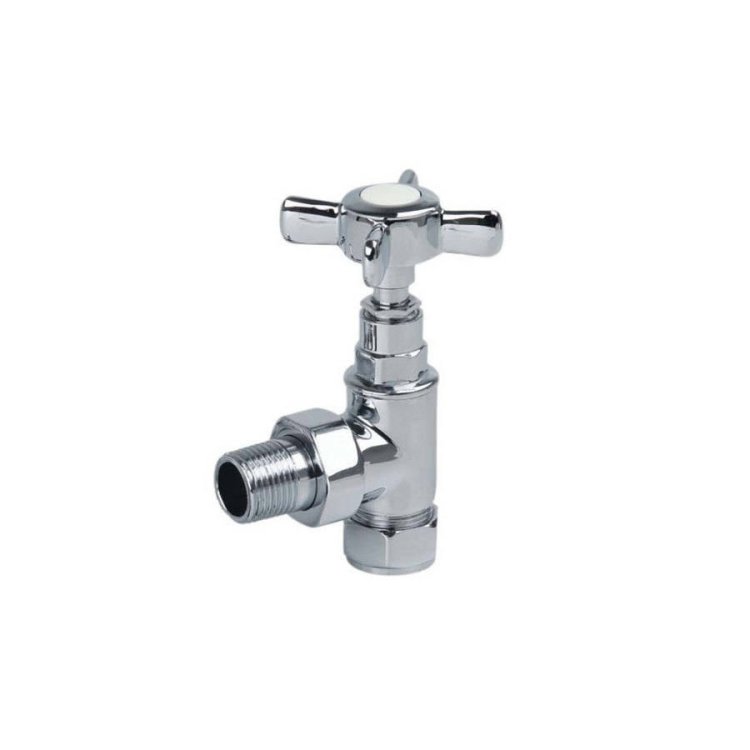 Kartell Angled Traditional Cross Head Towel Rail Valves