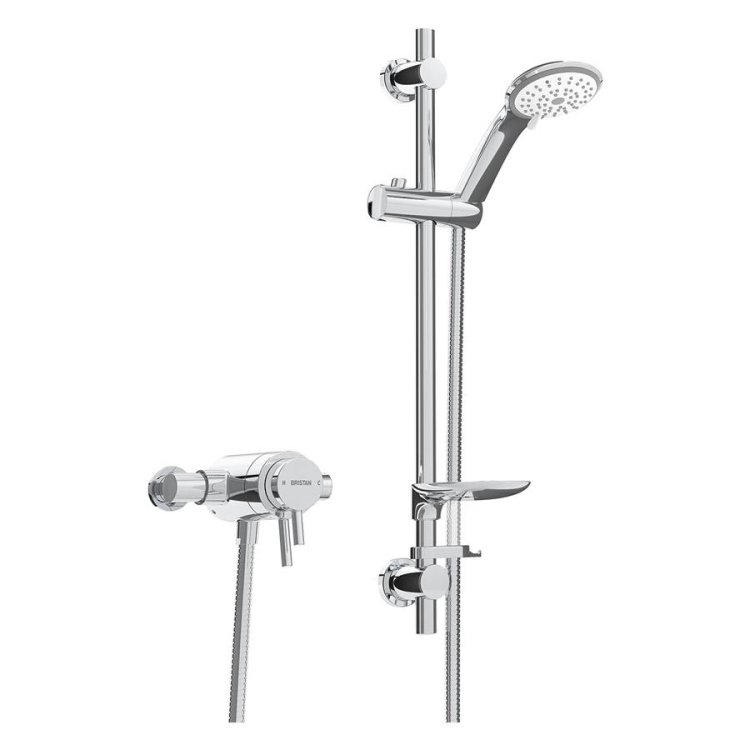 Bristan Prism Thermostatic Exposed Dual Control Shower Valve with Adjustable Riser Kit