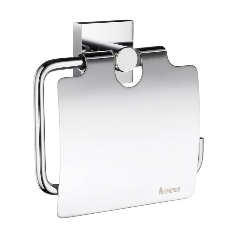 Smedbo House Polished Chrome Toilet Roll Holder with Cover