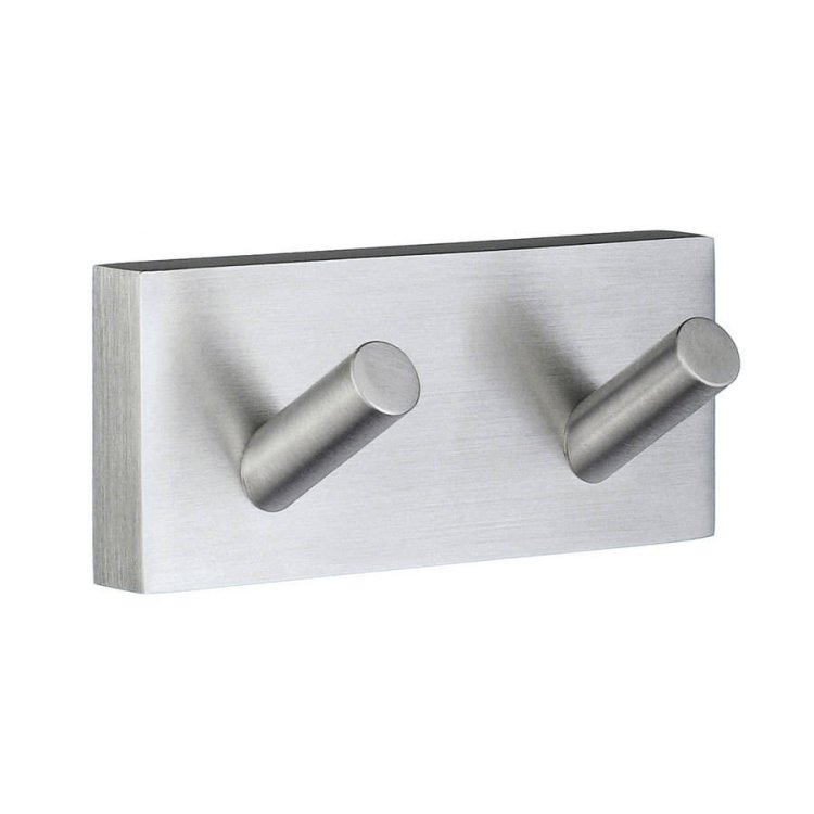 Smedbo House Brushed Chrome Double Towel Hook