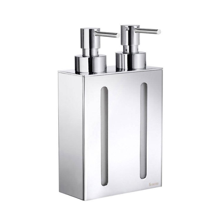 Smedbo-Outline-Wall-Mounted-Soap-Dispenser-with-Two-Containers