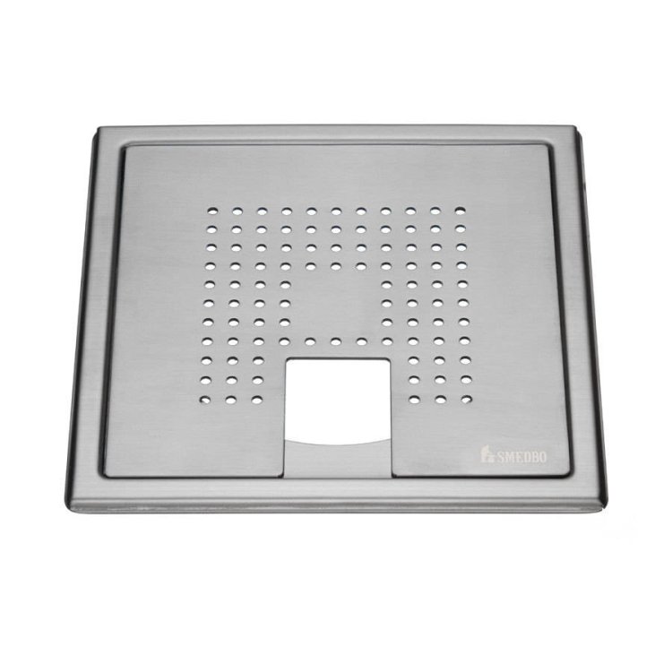 Smedbo Outline Brushed Chrome Floor Grating Square for Tub Pattern