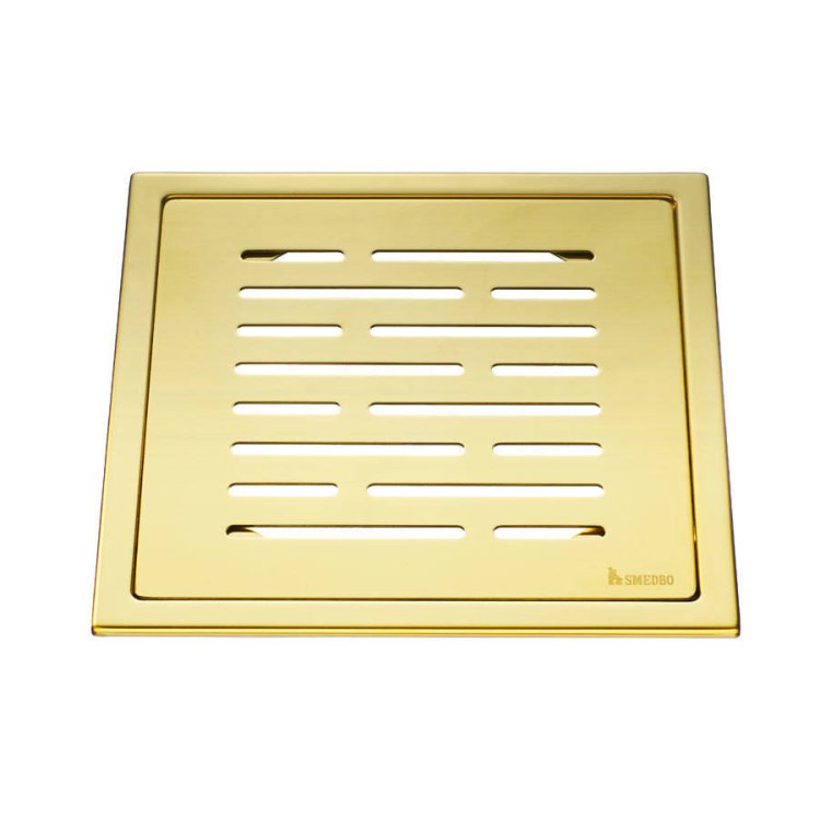 Smedbo Outline Polished Brass Floor Grating Lines Pattern