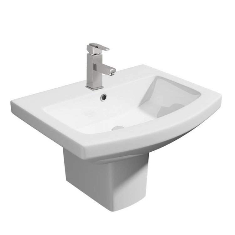 Kartell Trim 550mm 1 Tap Hole Basin & Semi Pedestal