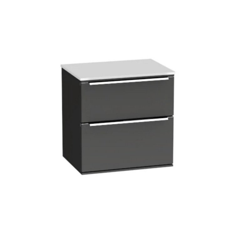 Roper Rhodes Scheme 500mm Gloss Dark Clay Wall Mounted Vanity Unit with Double Drawer  Roper Rhodes Scheme 500mm Gloss Dark Clay Wall Mounted Vanity Unit with Double Drawer