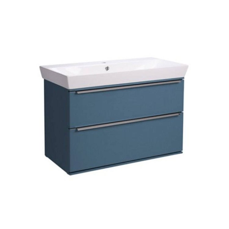 Roper Rhodes Scheme 800mm Derwent Blue Wall Mounted Basin Unit with Double Drawer