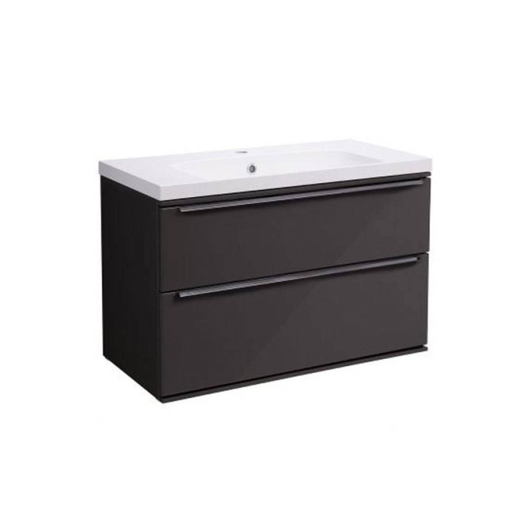 Roper Rhodes Scheme 800mm Matt Carbon Wall Mounted Basin Unit with Double Drawer