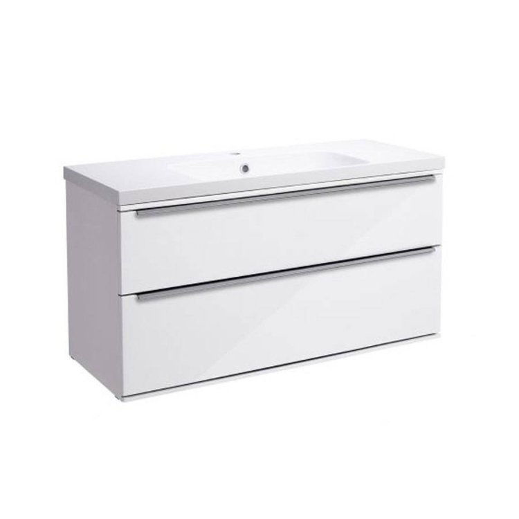 Roper Rhodes Scheme 1000mm Gloss White Wall Mounted Basin Unit with Double Drawer