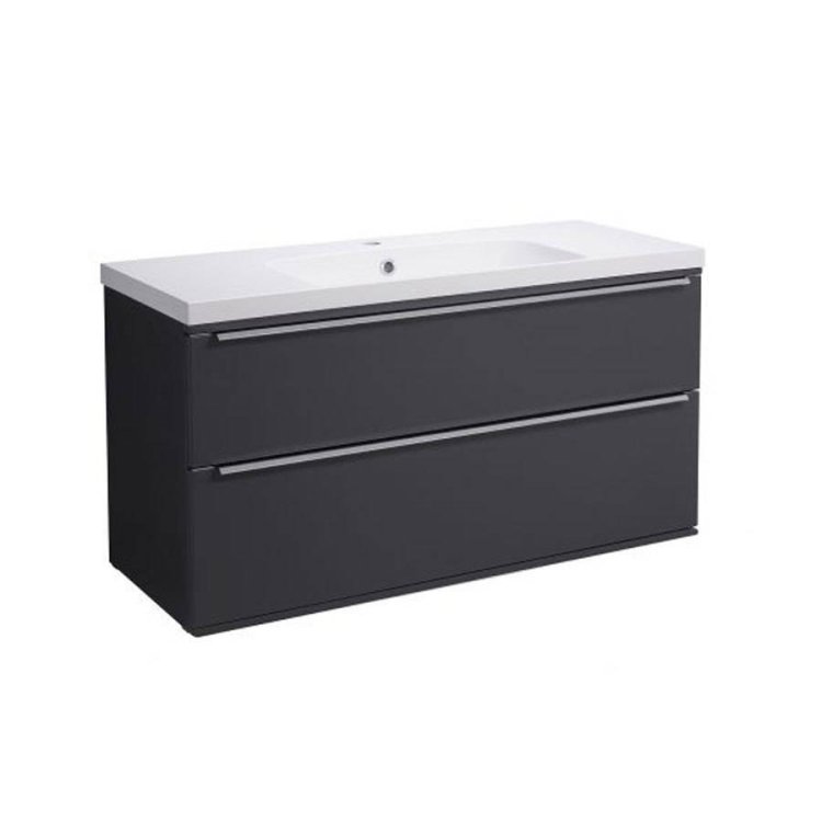 Roper Rhodes Scheme 1000mm Gloss Dark Clay Wall Mounted Basin Unit with Double Drawer