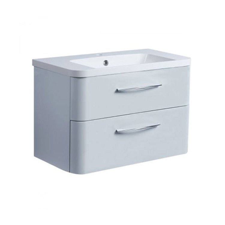 Roper-Rhodes-System-800mm-Gloss-Light-Grey-Wall-Mounted-Basin-Unit-with-Double-Drawer