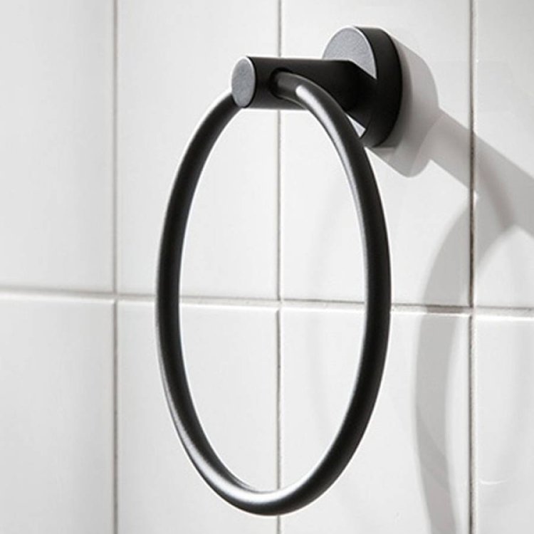 Miller Bond Matt Black Towel Ring