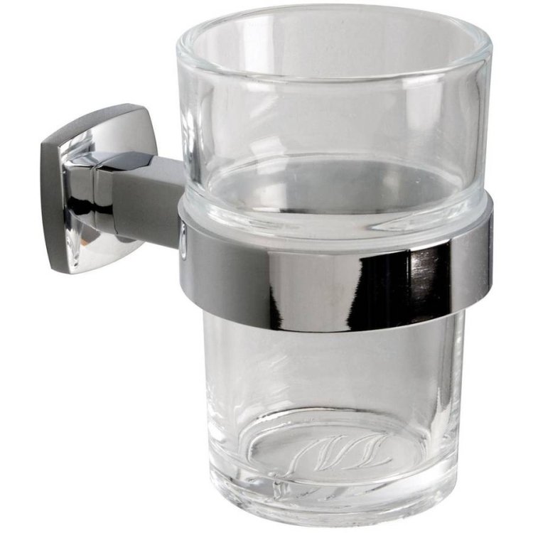 Miller Denver Clear Glass Tumbler and Chrome Holder