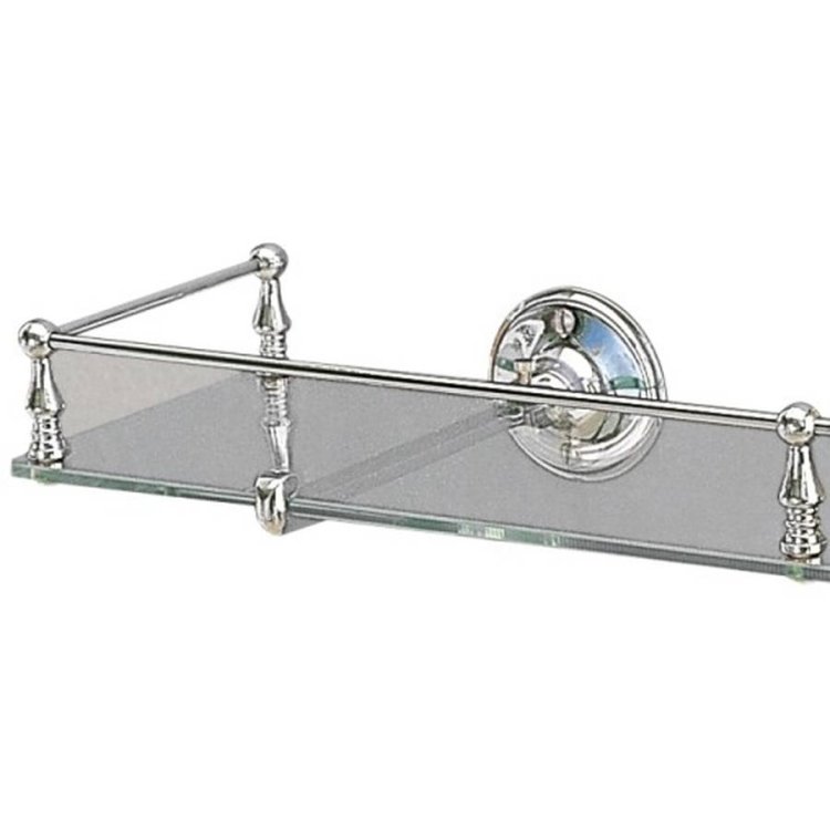 Miller Stockholm 500mm Clear Glass Shelf with Chrome Guard Rail