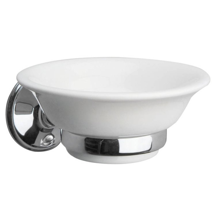 Miller Stockholm White Ceramic Soap Dish and Chrome Holder