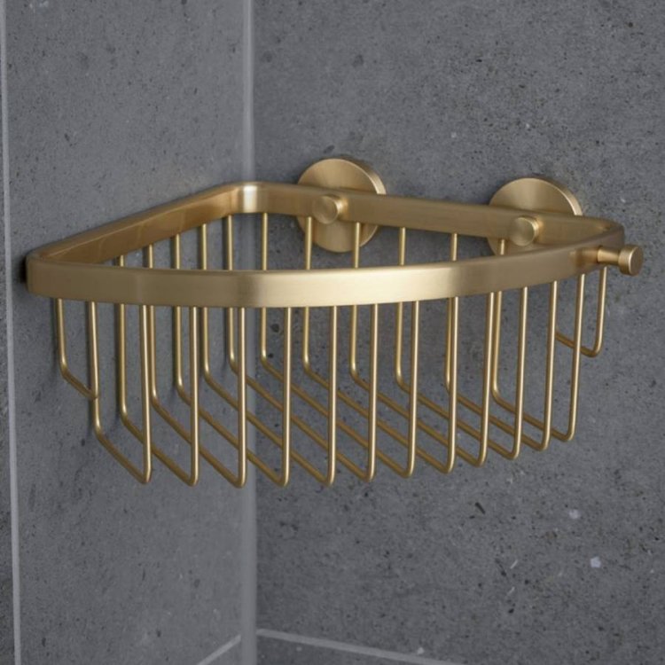 Miller Classic Brushed Brass Corner Soap Basket