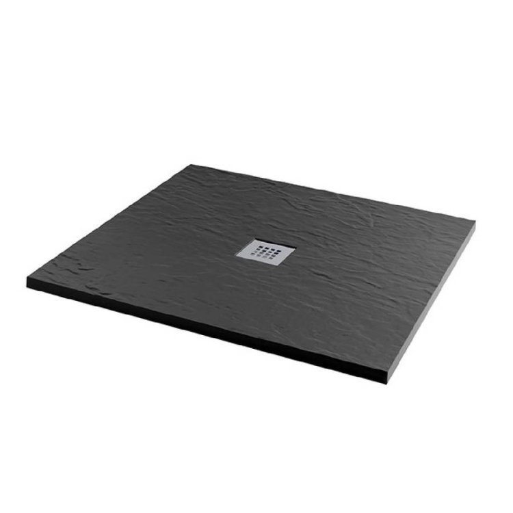 MX Minerals 900 x 900mm Jet Black Slate Effect Square Shower Tray