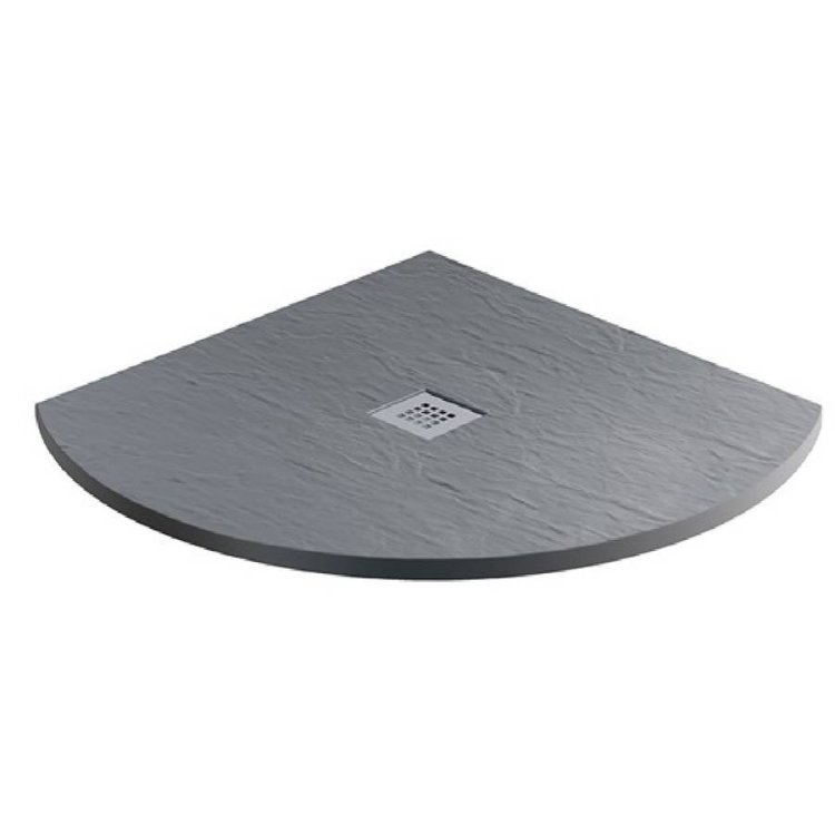 MX Minerals 1000 x 1000mm Ash Grey Slate Effect Quadrant Shower Tray