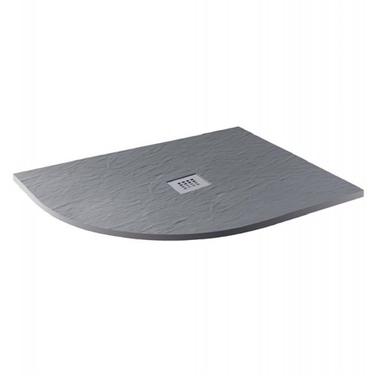 MX Minerals LH 1200 x 800mm Ash Grey Slate Offset Quadrant Shower Tray