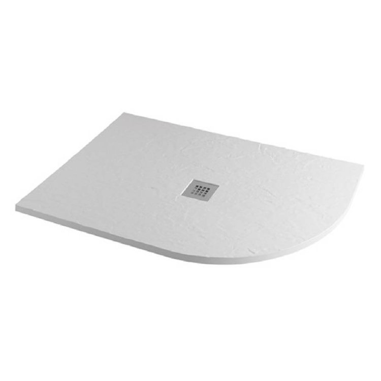 MX Minerals RH 1200 x 800mm Ice White Slate Offset Quadrant Shower Tray