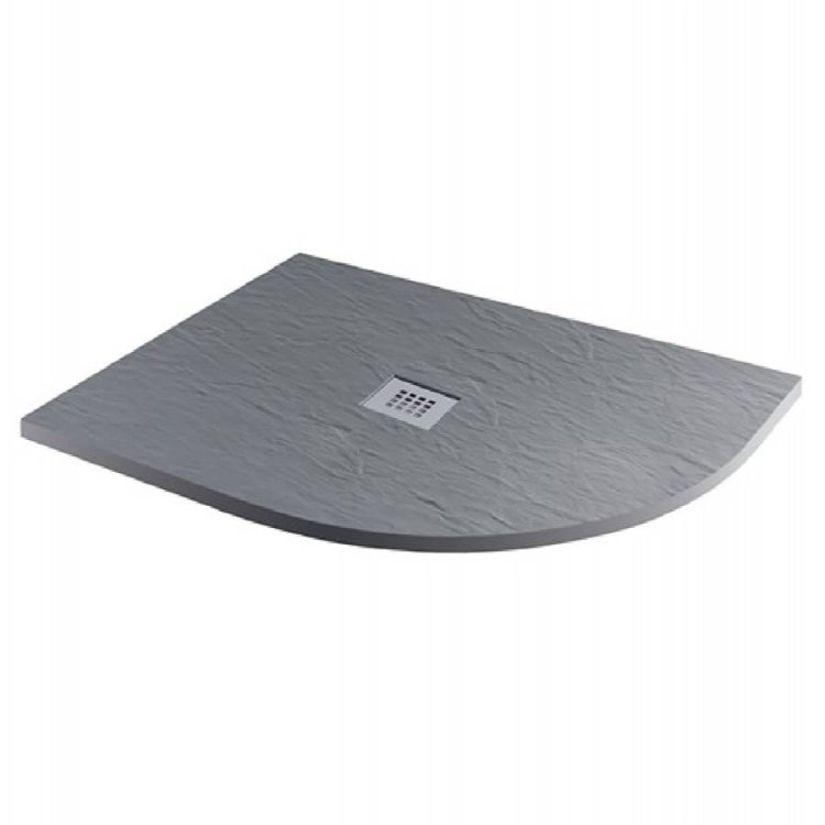 MX Minerals RH 1200 x 800mm Ash Grey Slate Offset Quadrant Shower Tray