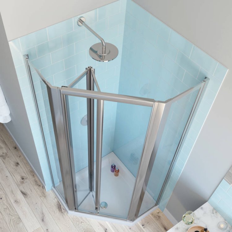 Lakes Classic 900mm Framed Pentagon Bifold Shower Enclosure