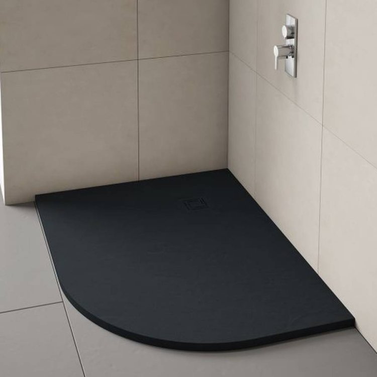 Merlyn Truestone 1200 x 900mm Right Hand Offset Quadrant Tray Pure Black