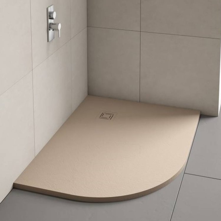 Merlyn Truestone 1000 x 800mm Left Hand Offset Quadrant Tray Sandstone