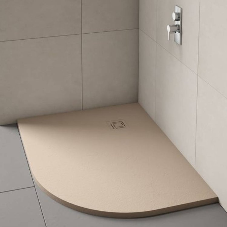 Merlyn Truestone 1000 x 800mm Right Hand Offset Quadrant Tray Sandstone