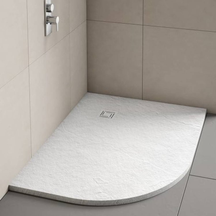 Merlyn Truestone 1000 x 800mm Left Hand Offset Quadrant Tray White