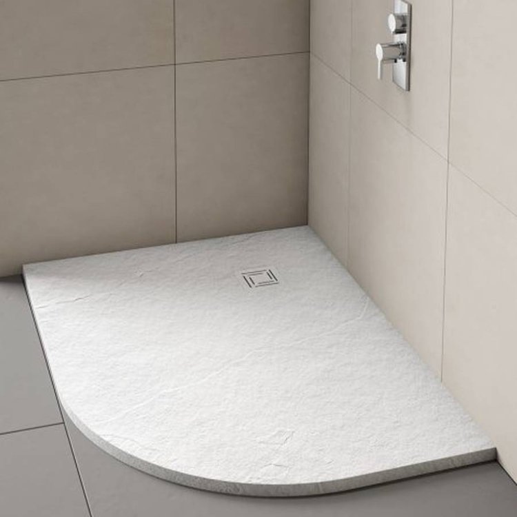 Merlyn Truestone 1000 x 800mm Right Hand Offset Quadrant Tray White