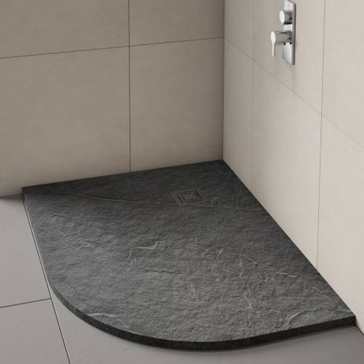 Merlyn Truestone 1000 x 800mm Right Hand Offset Quadrant Tray Fossil Grey