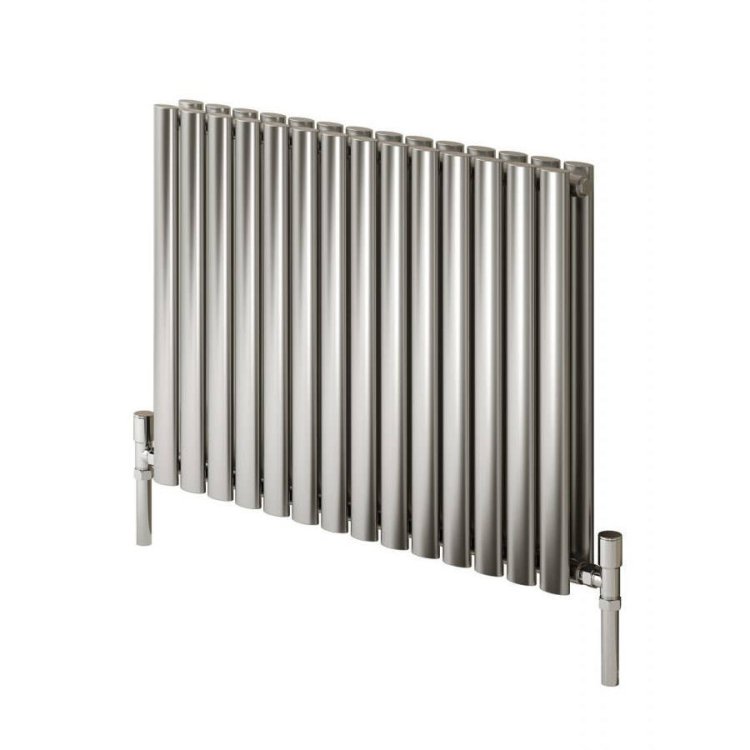 Reina Nerox Horizontal Brushed Stainless Steel Double Designer Radiator 600 x 413mm