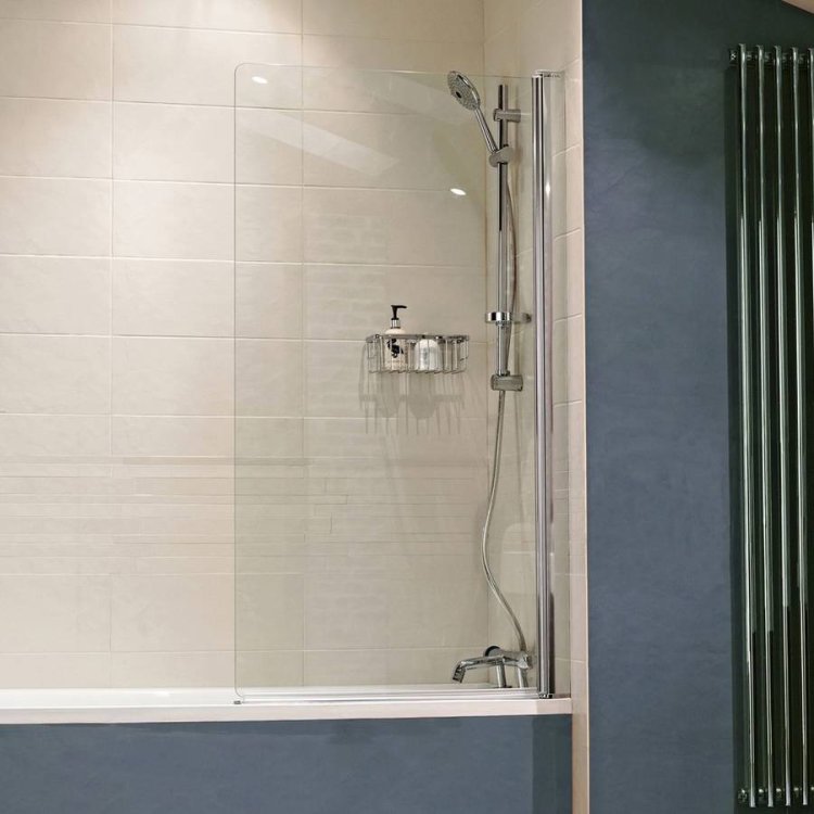 Roman Haven8 Silver 835 x 1500mm Frameless Bath Screen