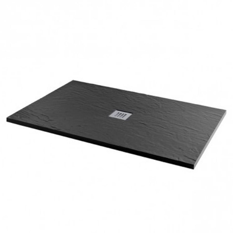 MX Minerals 1600 x 800mm Jet Black Slate Effect Rectangular Shower Tray