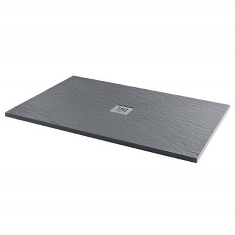 MX Minerals 1400 x 900mm Ash Grey Slate Effect Rectangular Shower Tray