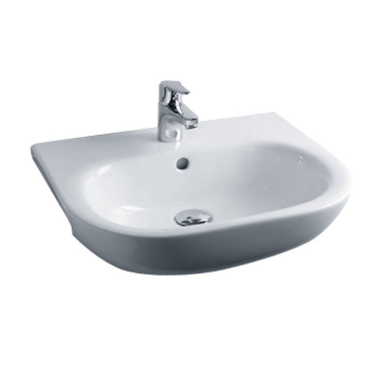 Essential Lily 520mm Semi Recessed Basin 1 Tap Hole