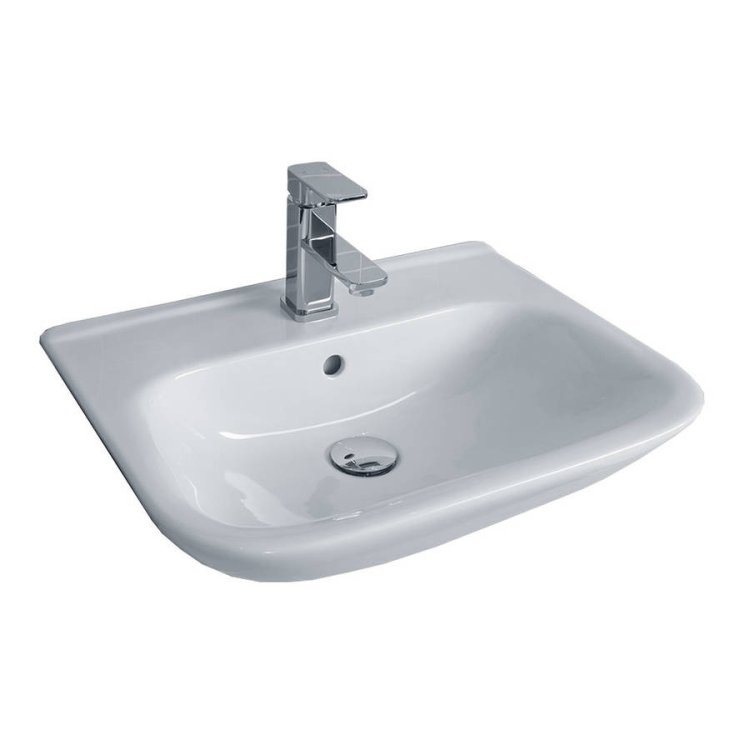 Essential Violet 520mm Semi Recessed Basin 1 Tap Hole